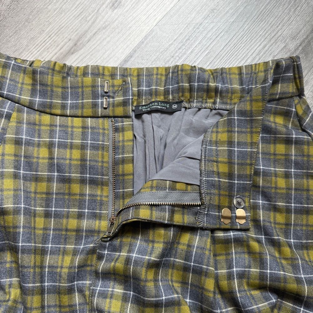 Emerson Lang Plaid Bubble Skirt Streetwear Medium Stretch Elastic Waist - Picture 5 of 11